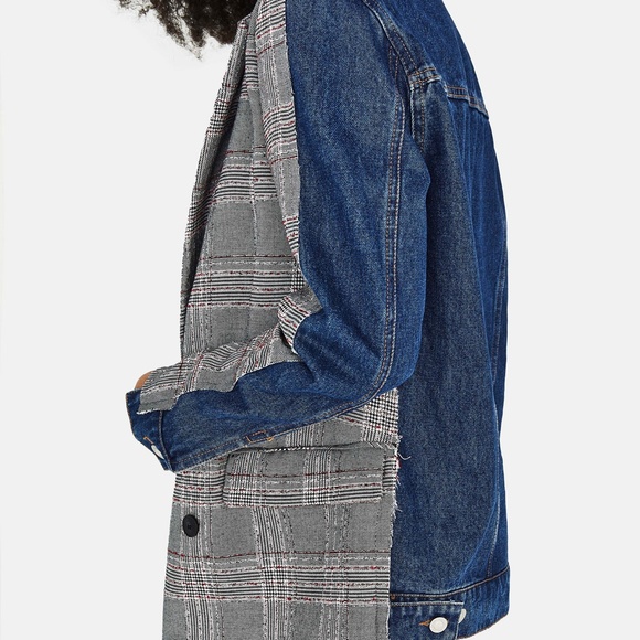 Bershka Jackets & Blazers - Bershka Blazer Double-Breasted Jacket Denim Plaid